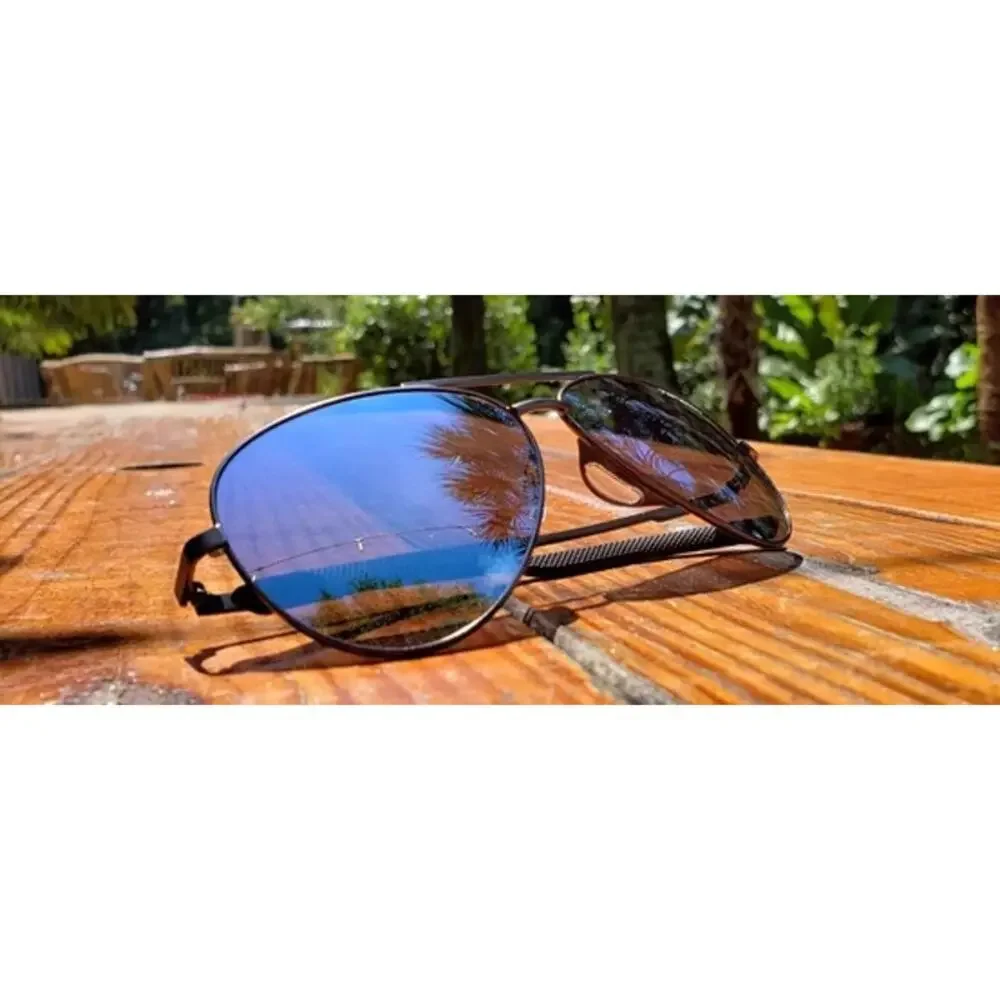 NEW Tifosi Shwae Graphite Smoke Blue Mirror Double bar Aviator Sunglasses